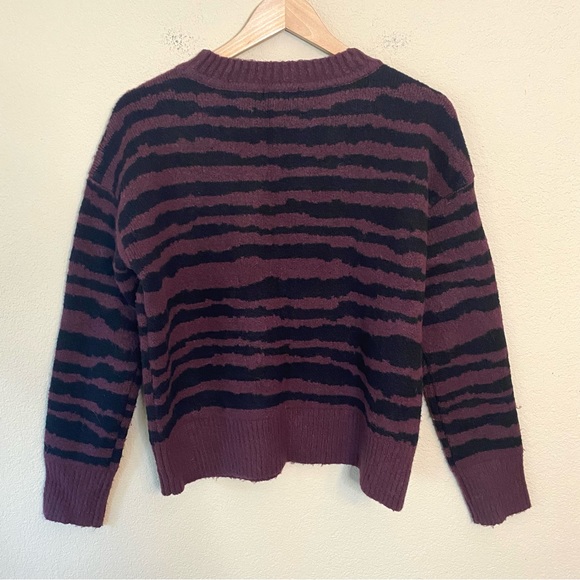 Aqua Zebra Stripe Drop Shoulder Sweater - Picture 3 of 6